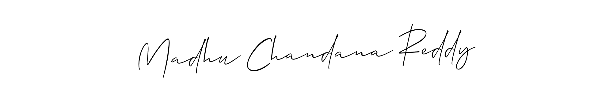 Make a short Madhu Chandana Reddy signature style. Manage your documents anywhere anytime using Allison_Script. Create and add eSignatures, submit forms, share and send files easily. Madhu Chandana Reddy signature style 2 images and pictures png