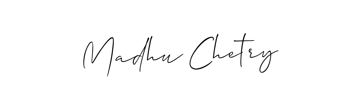 The best way (Allison_Script) to make a short signature is to pick only two or three words in your name. The name Madhu Chetry include a total of six letters. For converting this name. Madhu Chetry signature style 2 images and pictures png