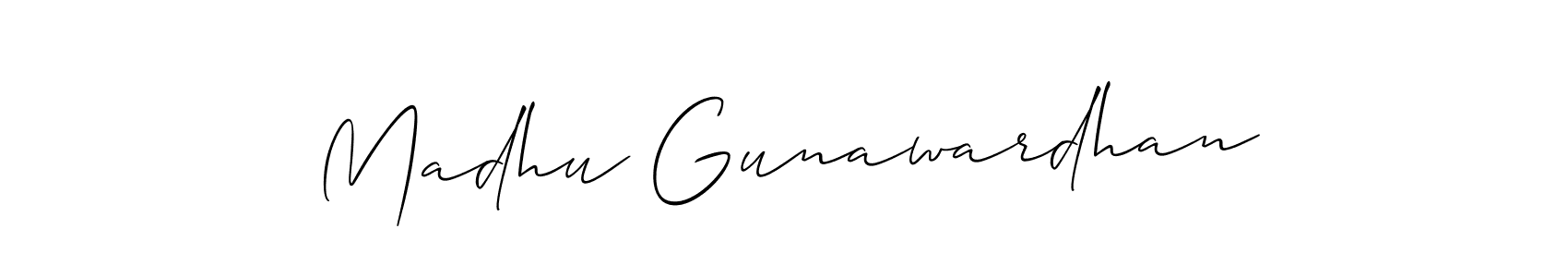 Create a beautiful signature design for name Madhu Gunawardhan. With this signature (Allison_Script) fonts, you can make a handwritten signature for free. Madhu Gunawardhan signature style 2 images and pictures png