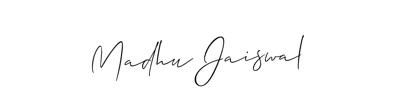 Make a short Madhu Jaiswal signature style. Manage your documents anywhere anytime using Allison_Script. Create and add eSignatures, submit forms, share and send files easily. Madhu Jaiswal signature style 2 images and pictures png