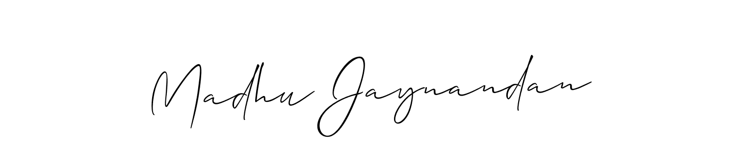 Make a beautiful signature design for name Madhu Jaynandan. With this signature (Allison_Script) style, you can create a handwritten signature for free. Madhu Jaynandan signature style 2 images and pictures png