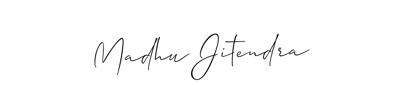 The best way (Allison_Script) to make a short signature is to pick only two or three words in your name. The name Madhu Jitendra include a total of six letters. For converting this name. Madhu Jitendra signature style 2 images and pictures png