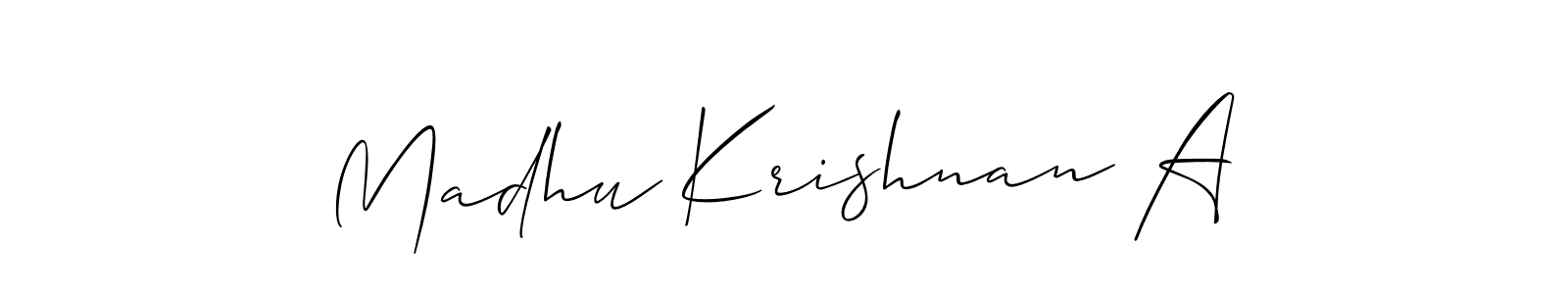 How to make Madhu Krishnan A signature? Allison_Script is a professional autograph style. Create handwritten signature for Madhu Krishnan A name. Madhu Krishnan A signature style 2 images and pictures png