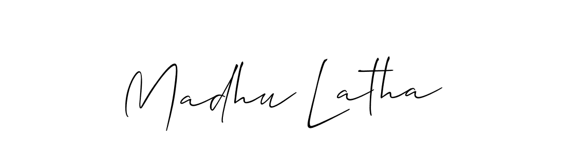 Create a beautiful signature design for name Madhu Latha. With this signature (Allison_Script) fonts, you can make a handwritten signature for free. Madhu Latha signature style 2 images and pictures png