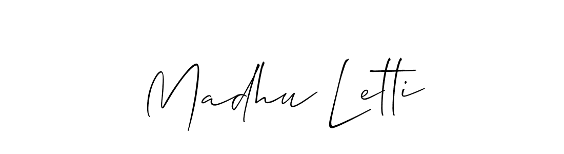 How to make Madhu Letti name signature. Use Allison_Script style for creating short signs online. This is the latest handwritten sign. Madhu Letti signature style 2 images and pictures png