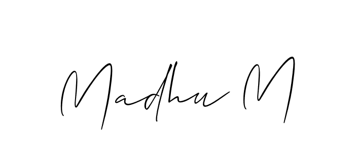 Create a beautiful signature design for name Madhu M. With this signature (Allison_Script) fonts, you can make a handwritten signature for free. Madhu M signature style 2 images and pictures png