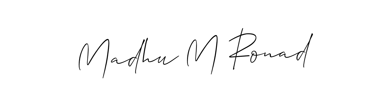 Use a signature maker to create a handwritten signature online. With this signature software, you can design (Allison_Script) your own signature for name Madhu M Ronad. Madhu M Ronad signature style 2 images and pictures png