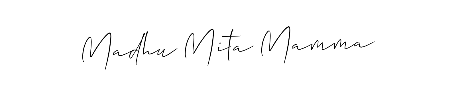 How to make Madhu Mita Mamma name signature. Use Allison_Script style for creating short signs online. This is the latest handwritten sign. Madhu Mita Mamma signature style 2 images and pictures png