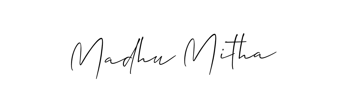 How to make Madhu Mitha name signature. Use Allison_Script style for creating short signs online. This is the latest handwritten sign. Madhu Mitha signature style 2 images and pictures png