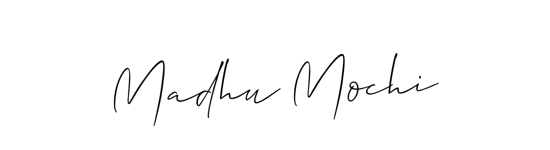 Allison_Script is a professional signature style that is perfect for those who want to add a touch of class to their signature. It is also a great choice for those who want to make their signature more unique. Get Madhu Mochi name to fancy signature for free. Madhu Mochi signature style 2 images and pictures png