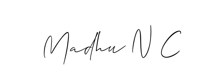 Similarly Allison_Script is the best handwritten signature design. Signature creator online .You can use it as an online autograph creator for name Madhu N C. Madhu N C signature style 2 images and pictures png