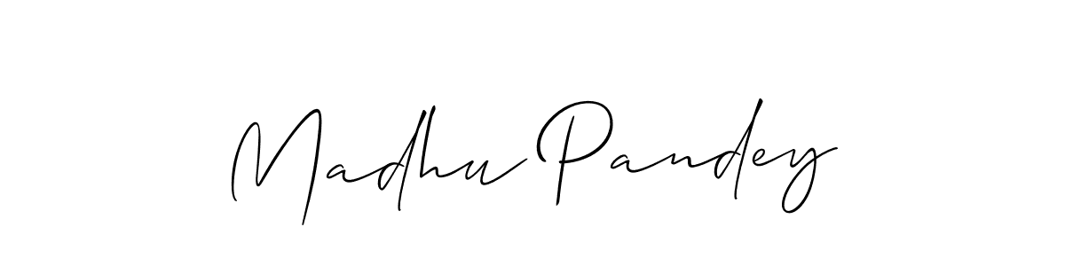 Also we have Madhu Pandey name is the best signature style. Create professional handwritten signature collection using Allison_Script autograph style. Madhu Pandey signature style 2 images and pictures png