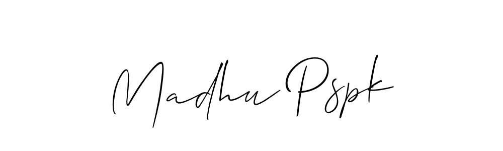 How to make Madhu Pspk name signature. Use Allison_Script style for creating short signs online. This is the latest handwritten sign. Madhu Pspk signature style 2 images and pictures png