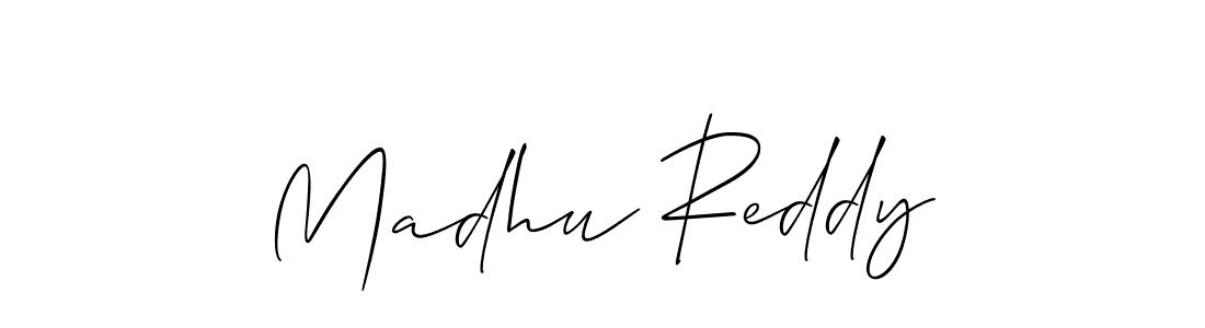 Use a signature maker to create a handwritten signature online. With this signature software, you can design (Allison_Script) your own signature for name Madhu Reddy. Madhu Reddy signature style 2 images and pictures png