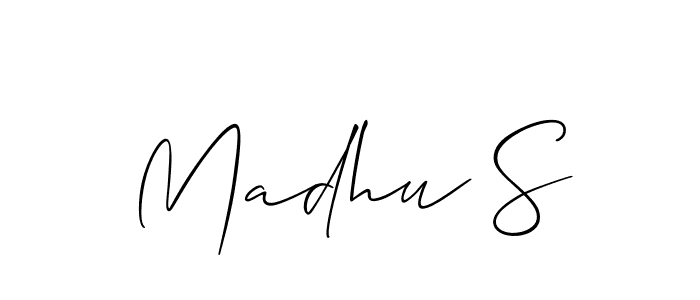 Design your own signature with our free online signature maker. With this signature software, you can create a handwritten (Allison_Script) signature for name Madhu S. Madhu S signature style 2 images and pictures png