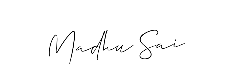 Create a beautiful signature design for name Madhu Sai. With this signature (Allison_Script) fonts, you can make a handwritten signature for free. Madhu Sai signature style 2 images and pictures png