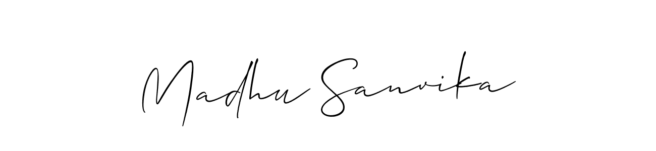 Madhu Sanvika stylish signature style. Best Handwritten Sign (Allison_Script) for my name. Handwritten Signature Collection Ideas for my name Madhu Sanvika. Madhu Sanvika signature style 2 images and pictures png