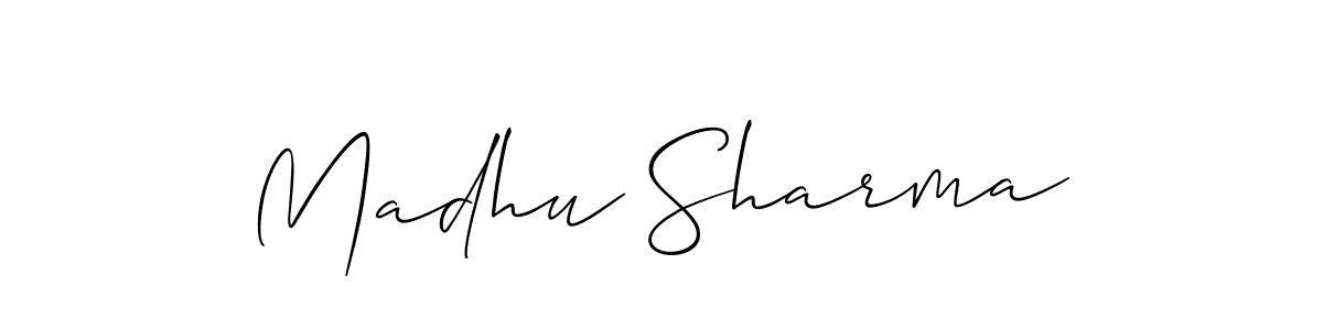 Create a beautiful signature design for name Madhu Sharma. With this signature (Allison_Script) fonts, you can make a handwritten signature for free. Madhu Sharma signature style 2 images and pictures png
