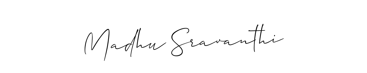Allison_Script is a professional signature style that is perfect for those who want to add a touch of class to their signature. It is also a great choice for those who want to make their signature more unique. Get Madhu Sravanthi name to fancy signature for free. Madhu Sravanthi signature style 2 images and pictures png