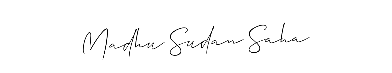 Madhu Sudan Saha stylish signature style. Best Handwritten Sign (Allison_Script) for my name. Handwritten Signature Collection Ideas for my name Madhu Sudan Saha. Madhu Sudan Saha signature style 2 images and pictures png