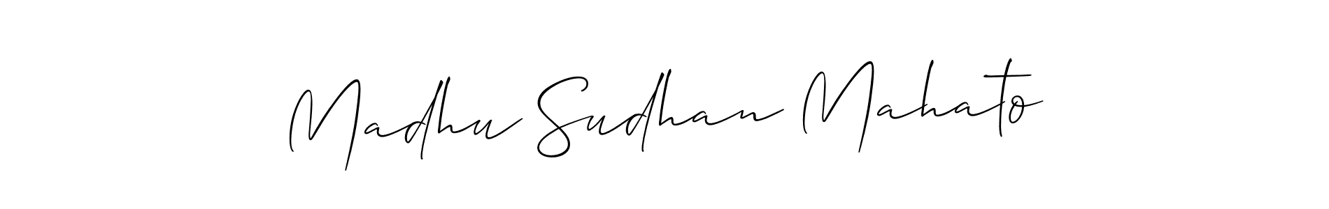 How to Draw Madhu Sudhan Mahato signature style? Allison_Script is a latest design signature styles for name Madhu Sudhan Mahato. Madhu Sudhan Mahato signature style 2 images and pictures png
