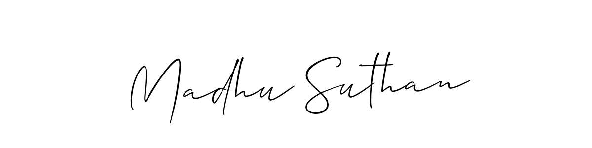 How to make Madhu Suthan name signature. Use Allison_Script style for creating short signs online. This is the latest handwritten sign. Madhu Suthan signature style 2 images and pictures png