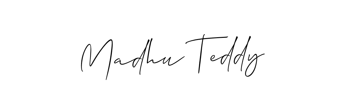 Make a short Madhu Teddy signature style. Manage your documents anywhere anytime using Allison_Script. Create and add eSignatures, submit forms, share and send files easily. Madhu Teddy signature style 2 images and pictures png