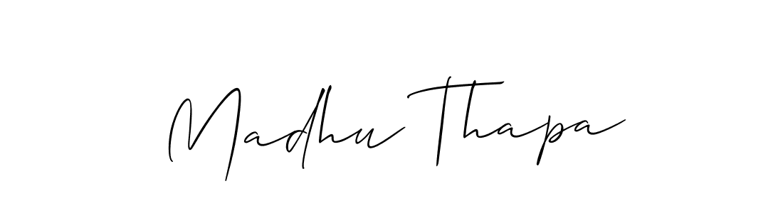 Create a beautiful signature design for name Madhu Thapa. With this signature (Allison_Script) fonts, you can make a handwritten signature for free. Madhu Thapa signature style 2 images and pictures png