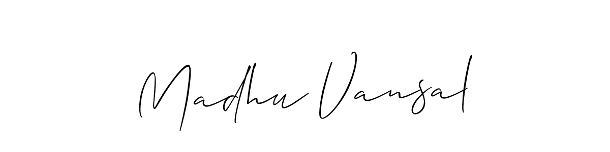 Create a beautiful signature design for name Madhu Vansal. With this signature (Allison_Script) fonts, you can make a handwritten signature for free. Madhu Vansal signature style 2 images and pictures png