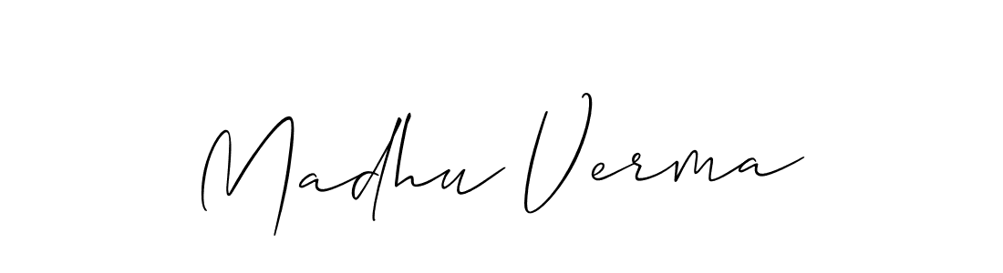 Use a signature maker to create a handwritten signature online. With this signature software, you can design (Allison_Script) your own signature for name Madhu Verma. Madhu Verma signature style 2 images and pictures png