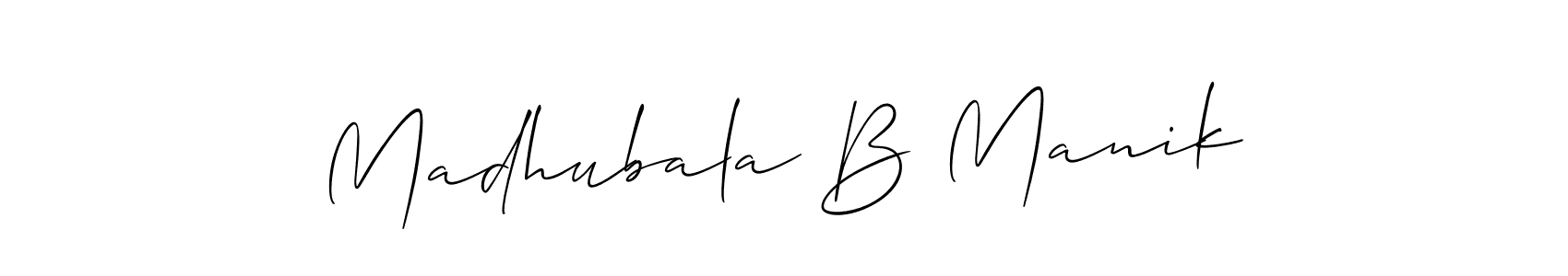 This is the best signature style for the Madhubala B Manik name. Also you like these signature font (Allison_Script). Mix name signature. Madhubala B Manik signature style 2 images and pictures png