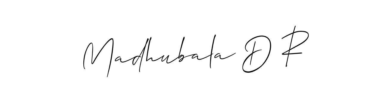 Also You can easily find your signature by using the search form. We will create Madhubala D R name handwritten signature images for you free of cost using Allison_Script sign style. Madhubala D R signature style 2 images and pictures png