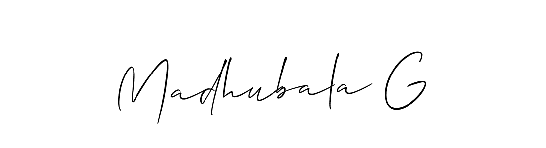 Make a short Madhubala G signature style. Manage your documents anywhere anytime using Allison_Script. Create and add eSignatures, submit forms, share and send files easily. Madhubala G signature style 2 images and pictures png