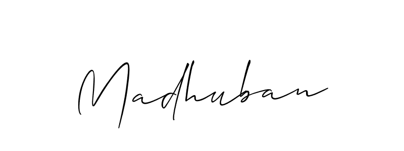 Use a signature maker to create a handwritten signature online. With this signature software, you can design (Allison_Script) your own signature for name Madhuban. Madhuban signature style 2 images and pictures png