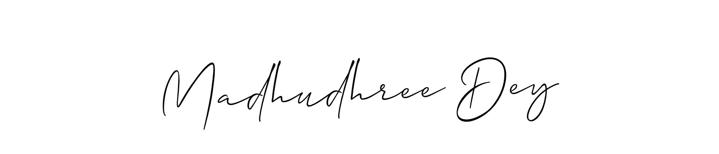 It looks lik you need a new signature style for name Madhudhree Dey. Design unique handwritten (Allison_Script) signature with our free signature maker in just a few clicks. Madhudhree Dey signature style 2 images and pictures png