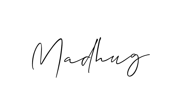 Use a signature maker to create a handwritten signature online. With this signature software, you can design (Allison_Script) your own signature for name Madhug. Madhug signature style 2 images and pictures png