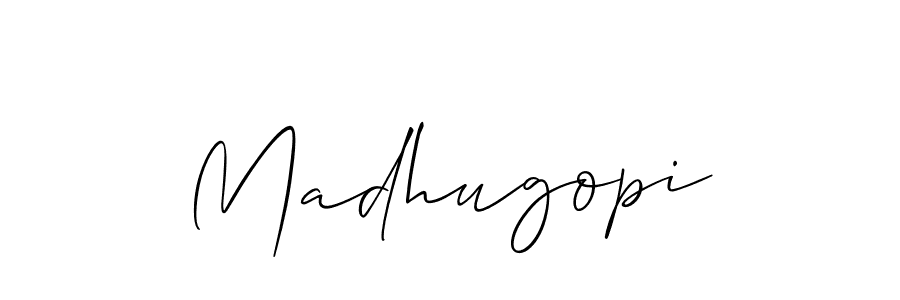 It looks lik you need a new signature style for name Madhugopi. Design unique handwritten (Allison_Script) signature with our free signature maker in just a few clicks. Madhugopi signature style 2 images and pictures png