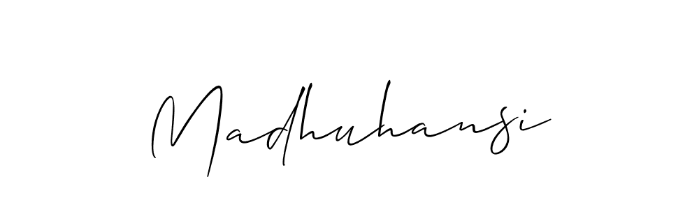 Use a signature maker to create a handwritten signature online. With this signature software, you can design (Allison_Script) your own signature for name Madhuhansi. Madhuhansi signature style 2 images and pictures png