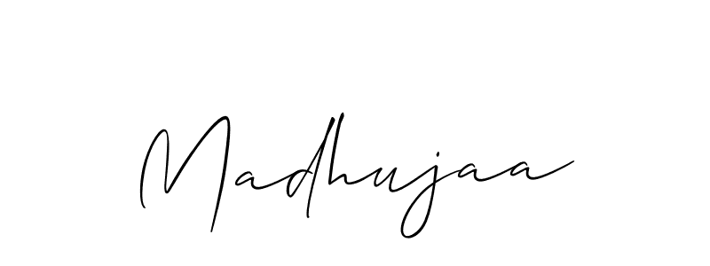 How to Draw Madhujaa signature style? Allison_Script is a latest design signature styles for name Madhujaa. Madhujaa signature style 2 images and pictures png