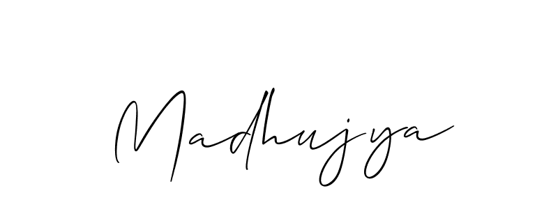 How to make Madhujya name signature. Use Allison_Script style for creating short signs online. This is the latest handwritten sign. Madhujya signature style 2 images and pictures png