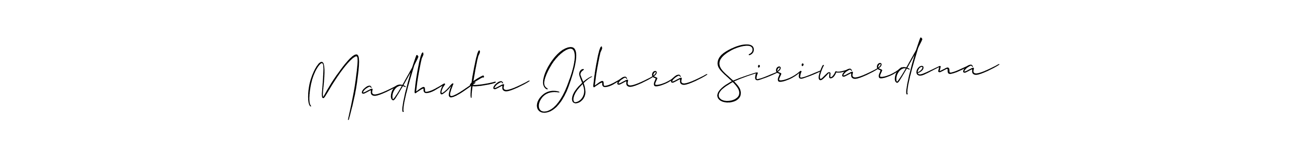 It looks lik you need a new signature style for name Madhuka Ishara Siriwardena. Design unique handwritten (Allison_Script) signature with our free signature maker in just a few clicks. Madhuka Ishara Siriwardena signature style 2 images and pictures png