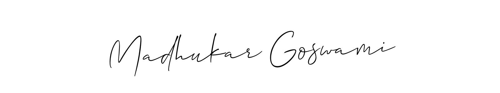 Madhukar Goswami stylish signature style. Best Handwritten Sign (Allison_Script) for my name. Handwritten Signature Collection Ideas for my name Madhukar Goswami. Madhukar Goswami signature style 2 images and pictures png