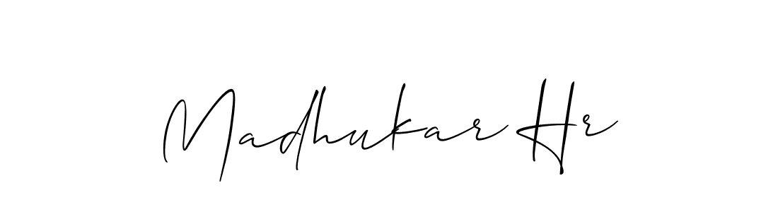 The best way (Allison_Script) to make a short signature is to pick only two or three words in your name. The name Madhukar Hr include a total of six letters. For converting this name. Madhukar Hr signature style 2 images and pictures png