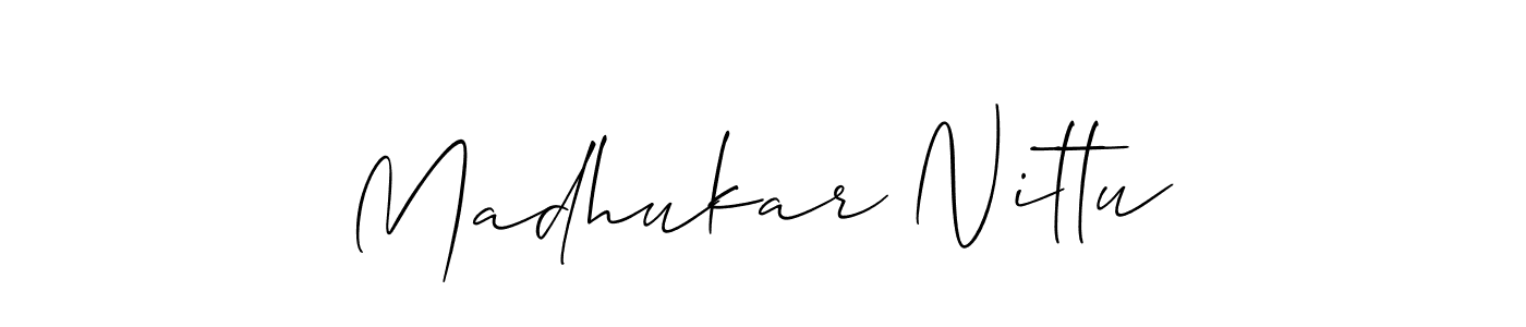 How to Draw Madhukar Nittu signature style? Allison_Script is a latest design signature styles for name Madhukar Nittu. Madhukar Nittu signature style 2 images and pictures png