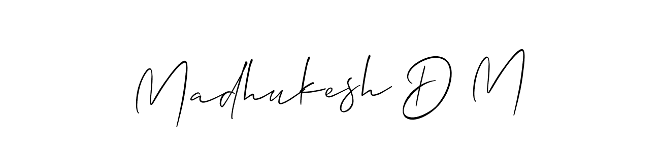 You should practise on your own different ways (Allison_Script) to write your name (Madhukesh D M) in signature. don't let someone else do it for you. Madhukesh D M signature style 2 images and pictures png