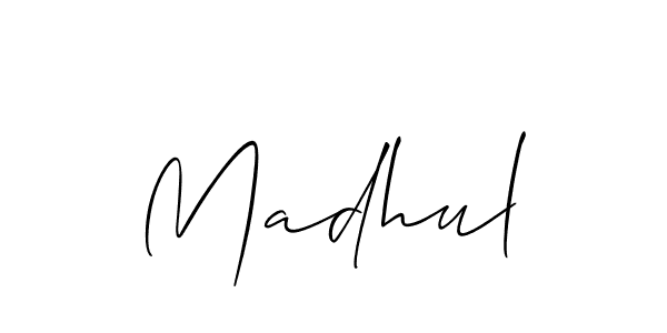 You should practise on your own different ways (Allison_Script) to write your name (Madhul) in signature. don't let someone else do it for you. Madhul signature style 2 images and pictures png