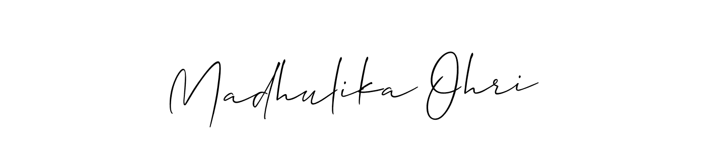 Make a short Madhulika Ohri signature style. Manage your documents anywhere anytime using Allison_Script. Create and add eSignatures, submit forms, share and send files easily. Madhulika Ohri signature style 2 images and pictures png