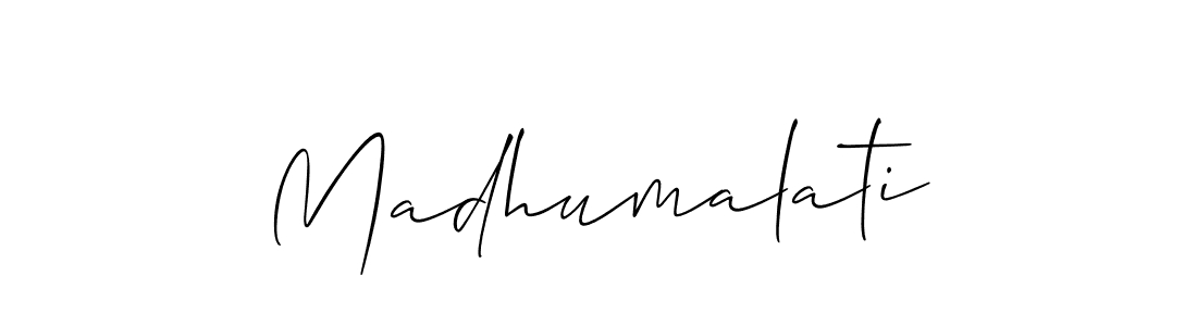 The best way (Allison_Script) to make a short signature is to pick only two or three words in your name. The name Madhumalati include a total of six letters. For converting this name. Madhumalati signature style 2 images and pictures png