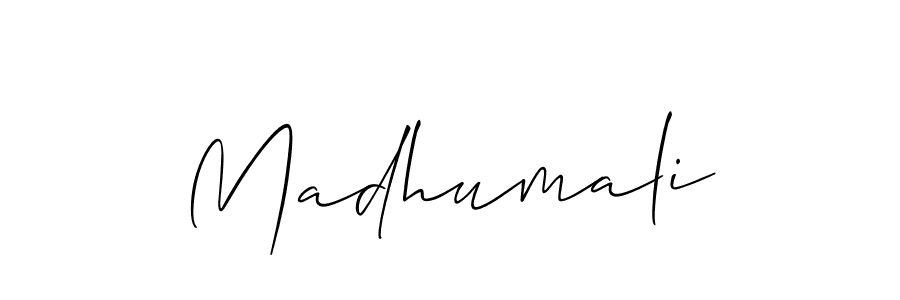 The best way (Allison_Script) to make a short signature is to pick only two or three words in your name. The name Madhumali include a total of six letters. For converting this name. Madhumali signature style 2 images and pictures png