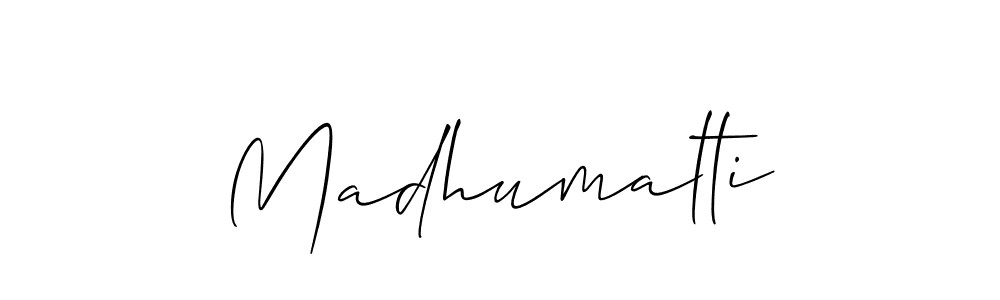 Use a signature maker to create a handwritten signature online. With this signature software, you can design (Allison_Script) your own signature for name Madhumalti. Madhumalti signature style 2 images and pictures png